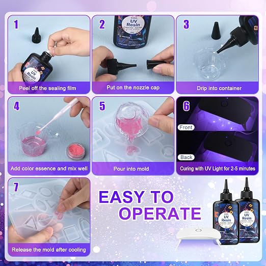 UV Resin with Light - 400g Hard Type Crystal Clear Ultraviolet Curing UV Resin - Image 4