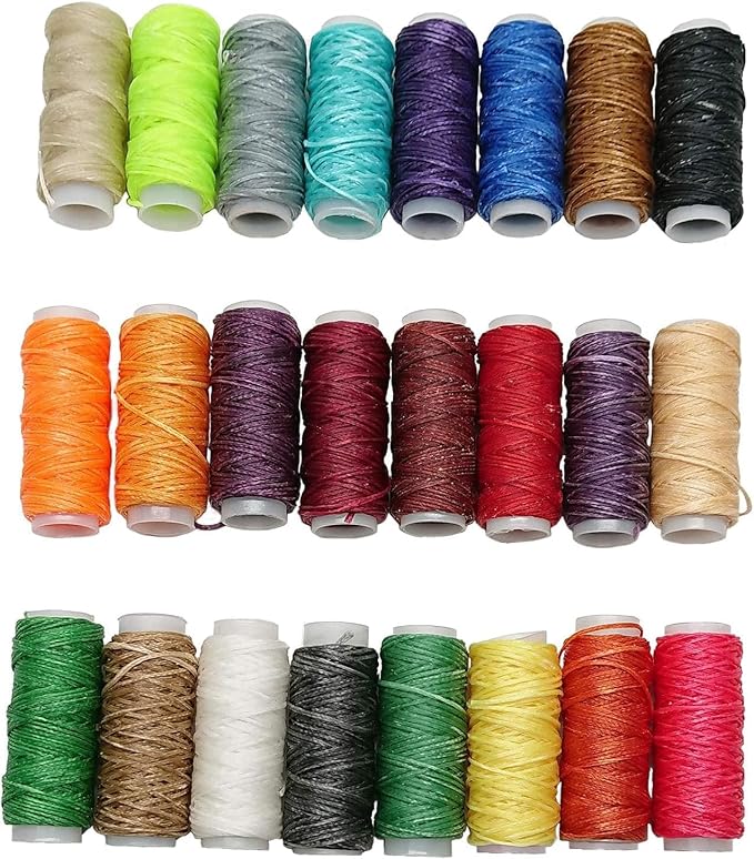 48 Colors Waxed Thread, Leather Sewing, Hand Stitching Thread by Goiio