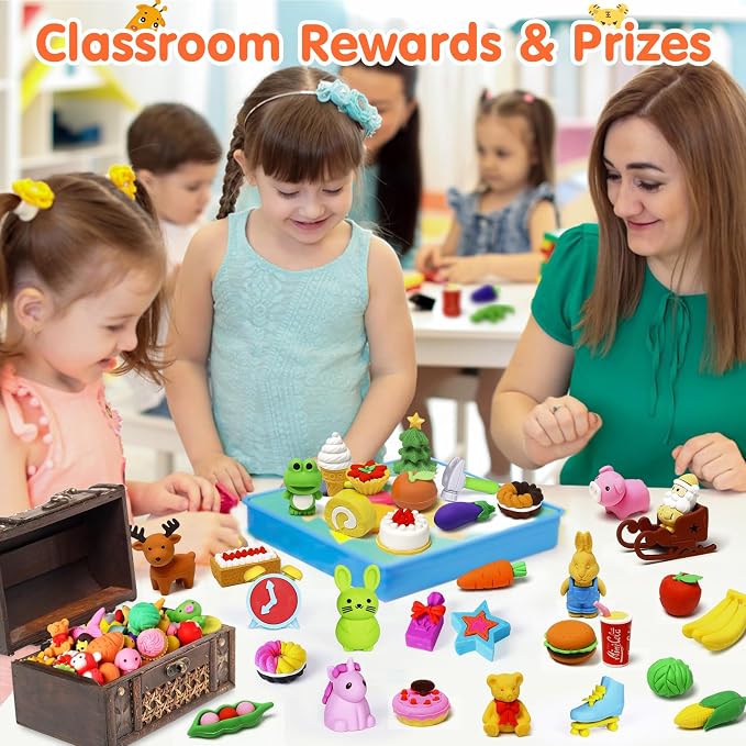 60 Pack Animal Pencil Erasers for Kids, 3D Mini Puzzle Take Apart Erasers - Image 3
