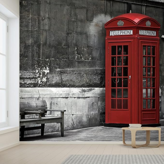 wall26 Wall Sticker/Wall Mural British Phone Booth in London, Not Peel and Stick - Image 2