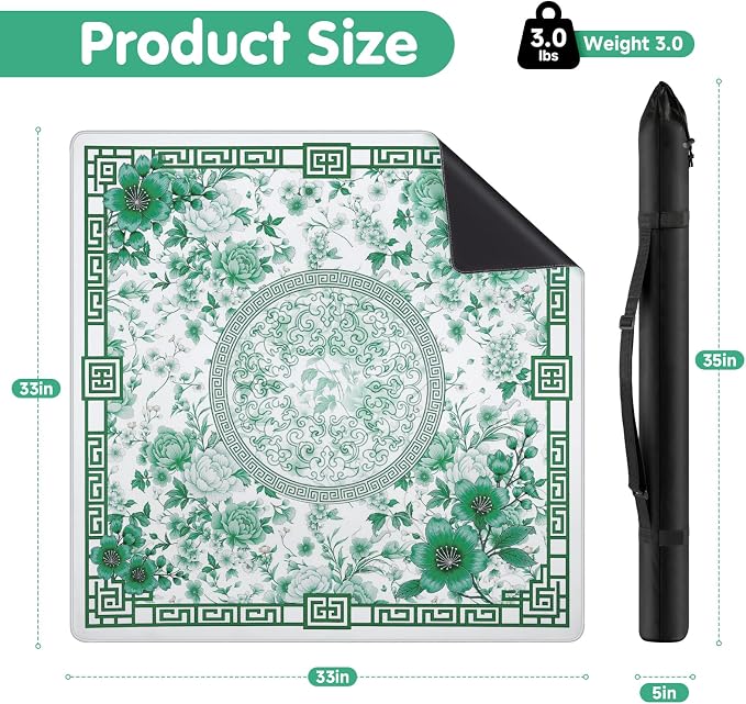 Mahjong Mat for Table 33x33 Inch, Noise-Reducing American Mahjong Mat, Mahjong - Image 5