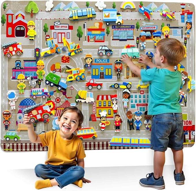 QUOKKA City Felt Board for Kids 3-5 Years Old by QUOKKA
