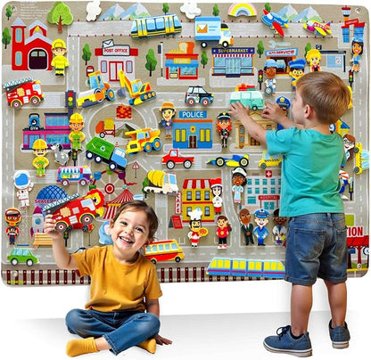 QUOKKA City Felt Board for Kids 3-5 Years Old by QUOKKA