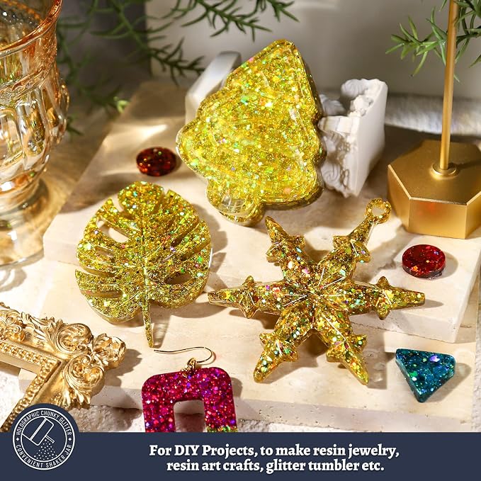 LEOBRO Gold Glitter, 160g/5.64oz Holographic Chunky Glitter - Image 5