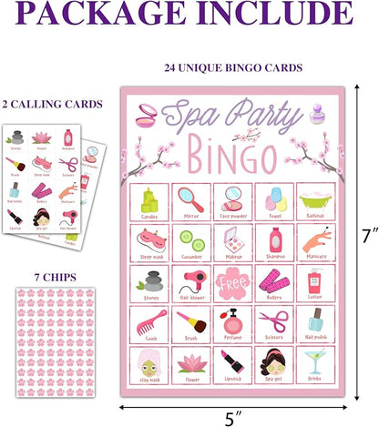 Spa Bingo Game, Sleep Over Party Games Bingo Cards - Image 2