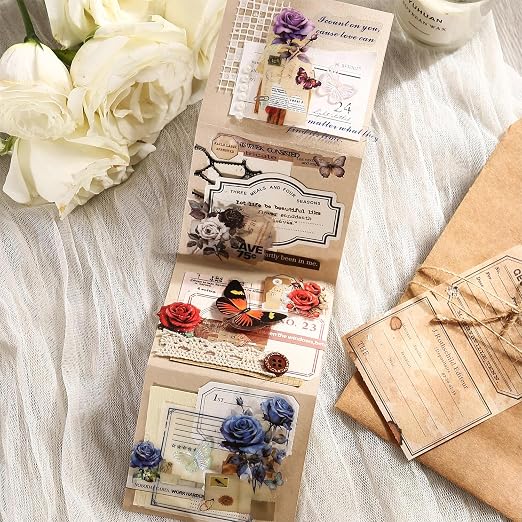 6Pcs Floral PET Tapes, Vintage Pre-Cut Tapes - Image 5