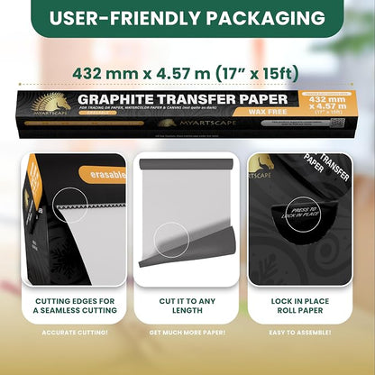 MyArtscape Graphite Transfer Paper Roll, Graphite Paper, Precise Carbon Paper - Image 2