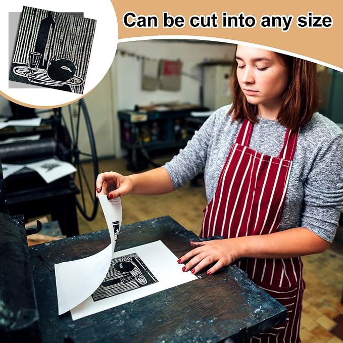 Yeaqee 4 Pcs 6 x 6 Inch Linoleum Block Rubber Carving Block Soft Linocut Blocks - Image 5