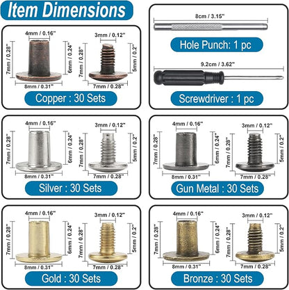 YORANYO 150 Sets 8MM Chicago Screws Leather Rivets - Image 2