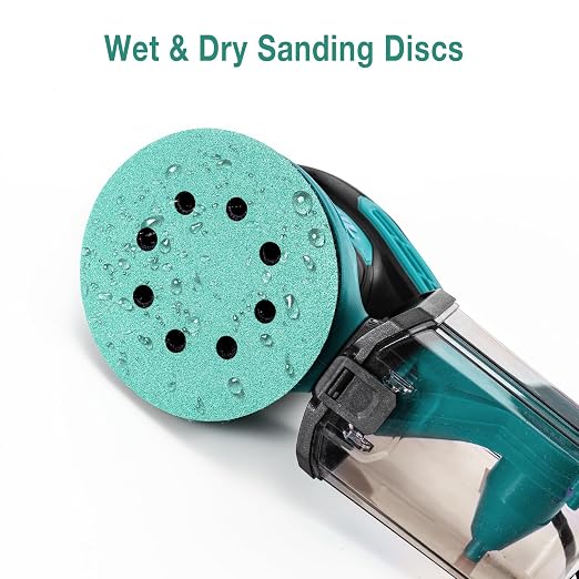 5-Inch 8-Hole Wet Dry Sanding Discs 320 Grit, Polyester Film Backed Heavy-Duty - Image 4