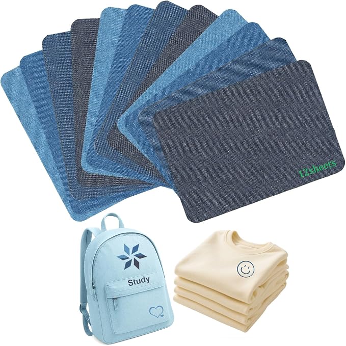 Iron-On Fabric Patches for Clothing, 12 Sheets 3" by 4-1/4", Durable Washable by Unknown