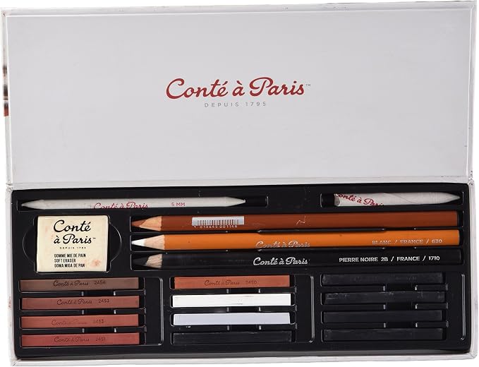 Conté à Paris 50126 Sketching Box Set 12 Pastels of Assorted Colours + 3 - Image 2
