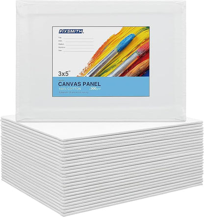 FIXSMITH Canvas Boards for Painting 3x5 Inch, Super Value 24 Pack Mini Canvases by FIXSMITH