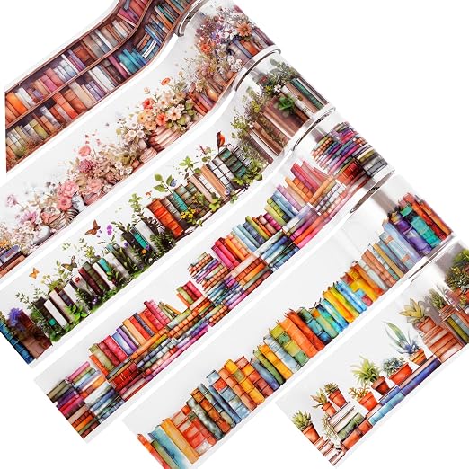 6 Rolls PET Tape Stickers for Journaling, Book-Themed Washi Tape Set, Butterfly by Unknown