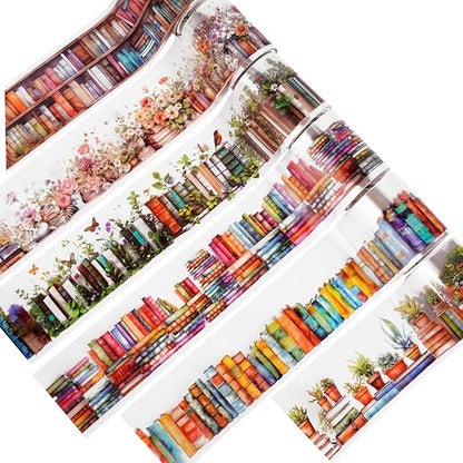 6 Rolls PET Tape Stickers for Journaling, Book-Themed Washi Tape Set, Butterfly by Unknown