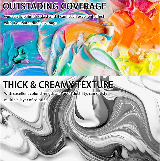SNOWSUN Basics Titanium White Acrylic Paints, Large Bulk Acrylic Paint Non - Image 4