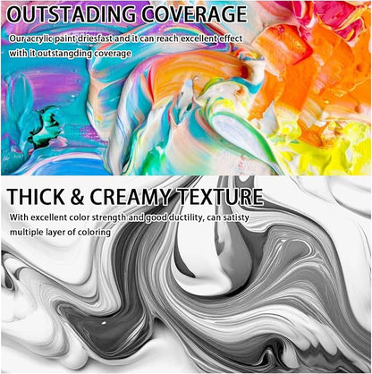 SNOWSUN Basics Titanium White Acrylic Paints, Large Bulk Acrylic Paint Non - Image 4