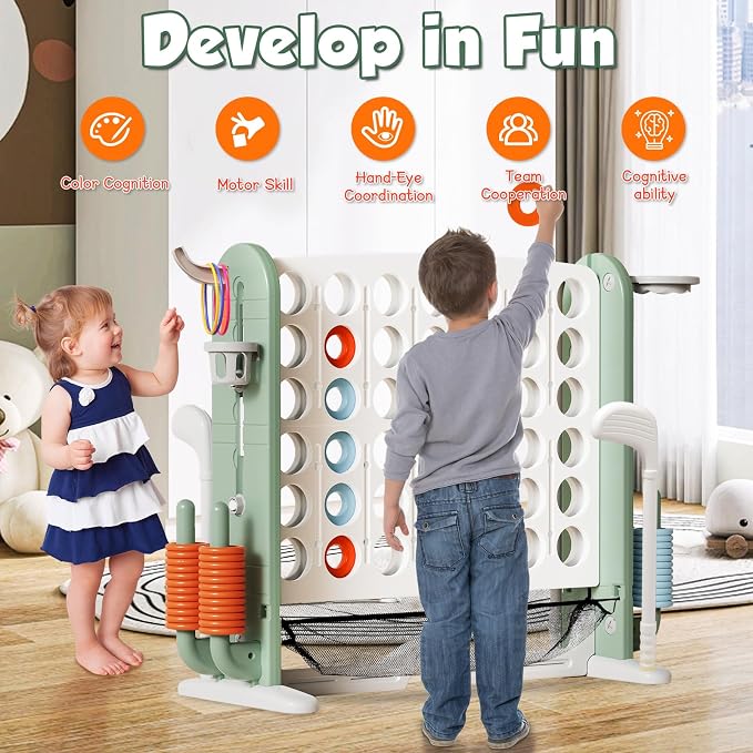 Ancaixin Giant 4 in-A-Row Connect Game Set, Adjustable Height Jumbo Yard Game - Image 3