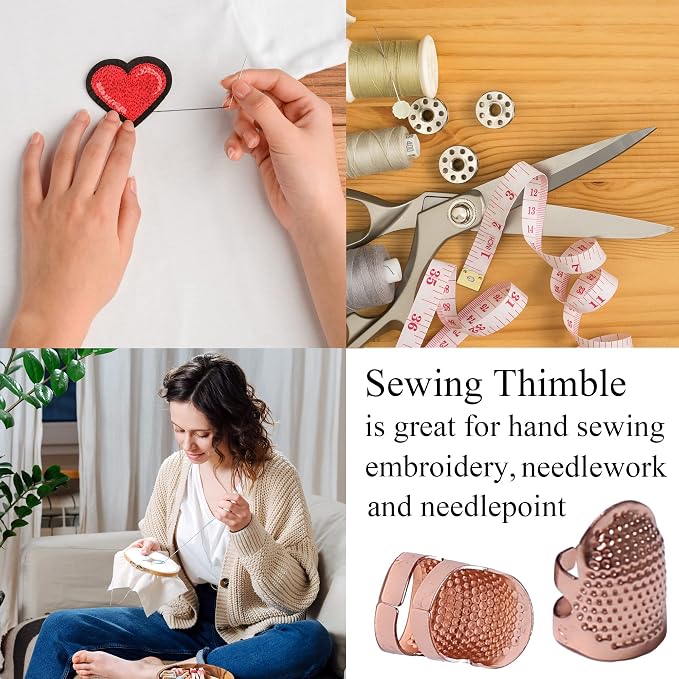 J.CARP 4Pcs Sewing Thimble, Metal Rose Gold Color Sewing Thimble Finger - Image 5