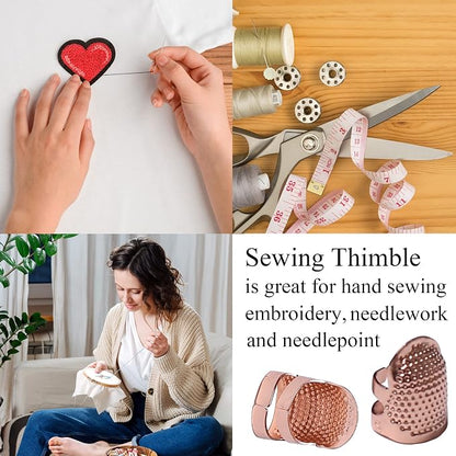 J.CARP 4Pcs Sewing Thimble, Metal Rose Gold Color Sewing Thimble Finger - Image 5