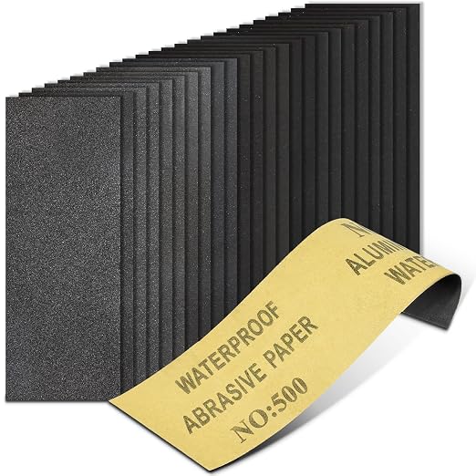 20PCS Sand Paper 500 Grit Sandpaper Sheets, 9 x 3.6 Inch Wet Dry Sandpaper by CooBigo