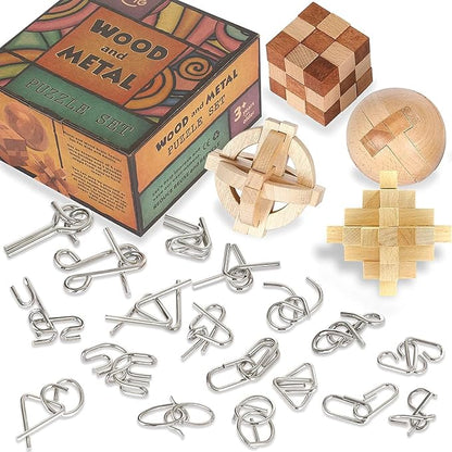 Brain Teasers Metal Puzzles for Kids & Adult 22Pack, Logic and IQ Game Test Toy by LESONG