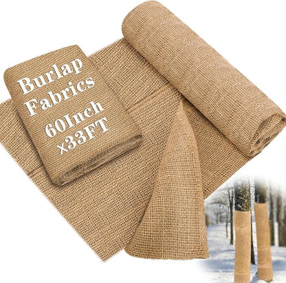 Buryeah 60 Inch x 33 ft Burlap Fabrics Roll Natural Jute Burlap Tree Wraps - Image 8