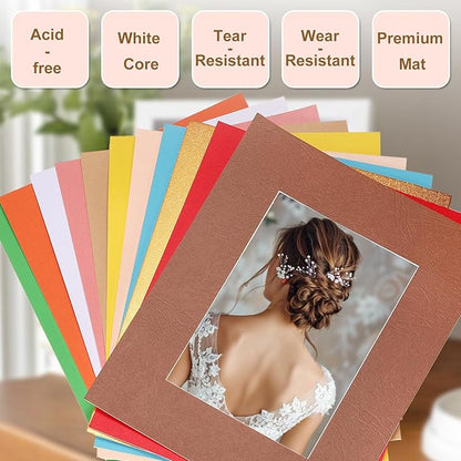 Picture Mats, 8 x 10 for 5 x 7 Pictures Acid Free White Core Bevel Cut Frame - Image 3