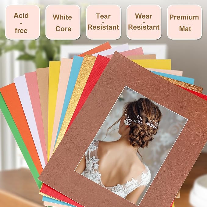 Picture Mats, 8 x 10 for 5 x 7 Pictures Acid Free White Core Bevel Cut Frame - Image 3