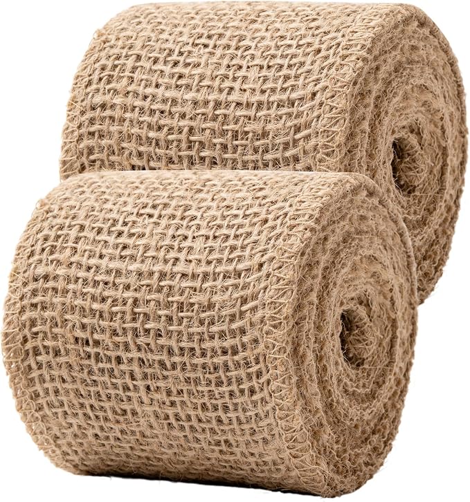 Natural Burlap Fabric Roll 10 Yards, 3 Inch Jute Ribbon - Image 2