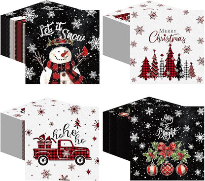 Janlaugh 200 Pcs Christmas Paper Napkins Disposable Snowman Cocktail Napkins by Janlaugh