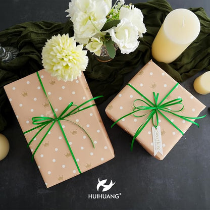 HUIHUANG Thin Green Satin Ribbon - Image 3