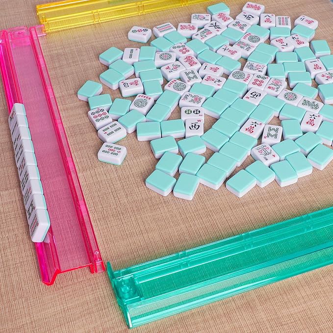 American Mahjong Game Set, 166 Light Green Tiles, 4 All-in-One Rack/Pushers - Image 7