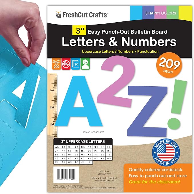 209 Pcs 3" Happy Colors Precut Letters & Numbers by FreshCutCrafts