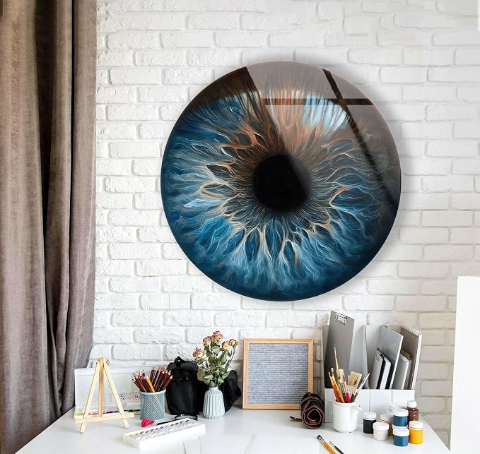 My Photostation.com 27.5'' Diameter Eye Round Blue Glass Wall Art Tempered - Image 5