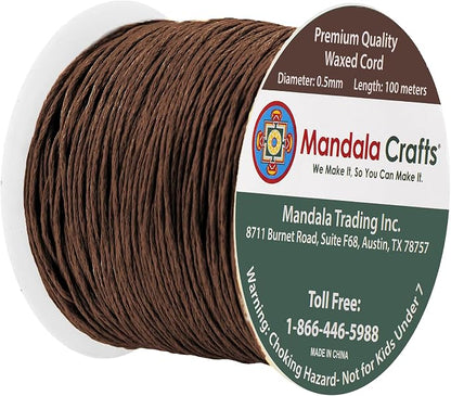 Mandala Crafts 0.5mm 109 Yards Dark Brown Cotton Waxed Cord - Image 2