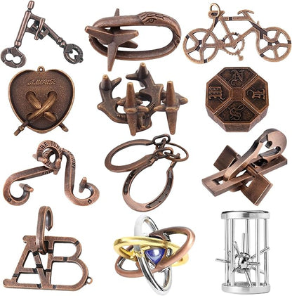 12Pcs Brain Teaser Puzzles for Adults and Teens, 3D Metal Puzzle Set by Unknown