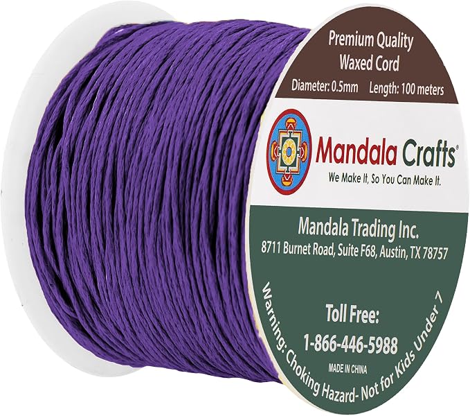 Mandala Crafts 0.5mm 109 Yards Purple Cotton Waxed Cord - Image 2