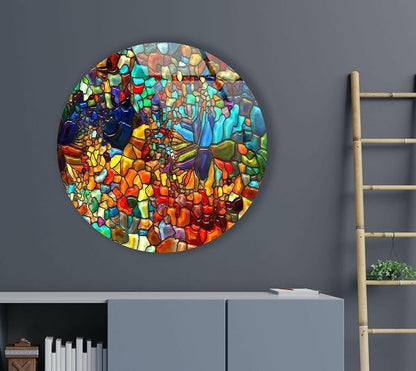 My Photostation.com 24'' Diameter Red Mosaic Round Glass Wall Art Tempered - Image 6