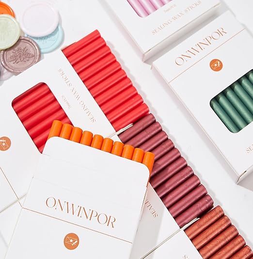 Red Gold Wax Seal Sticks, ONWINPOR 20pcs Waxs Sealing Sticks - Image 3