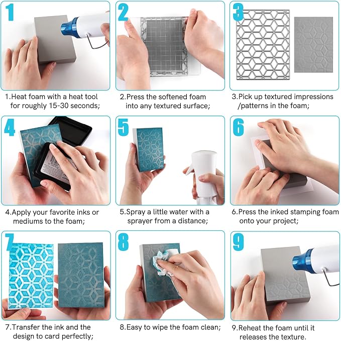 BAOFALI 4 Pcs Large Stamping Foam Grey Moldable Foam Stamps Plastic Dry Foam - Image 2