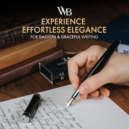 Wordsworth & Black Fountain Pen Set, Fine Nib, Includes 24 Pack Ink Cartridges - Image 2