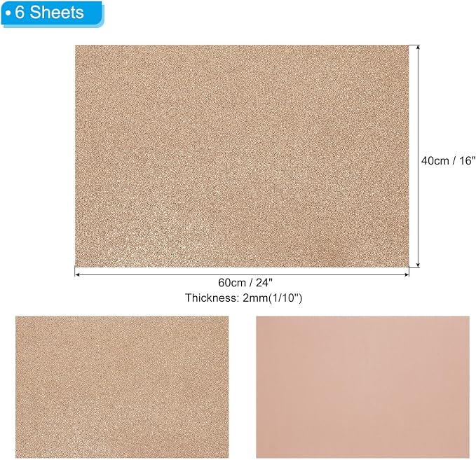 PATIKIL 2mm Thick Non Adhesive Glitter Foam Sheet 16x24inch Brown, EVA Shiny - Image 2