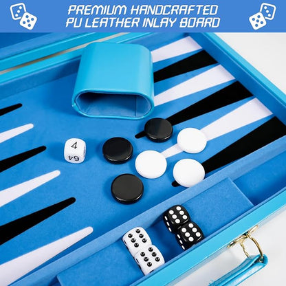 Froggod Travel Backgammon Sets for Adults – 15 Inch Premium Backgammon Set – PU - Image 4
