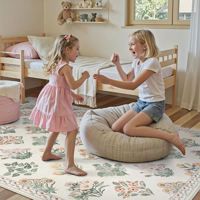 Wonnitar Floral Washable 8X10 Area Rugs, Soft Large Rugs - Image 7