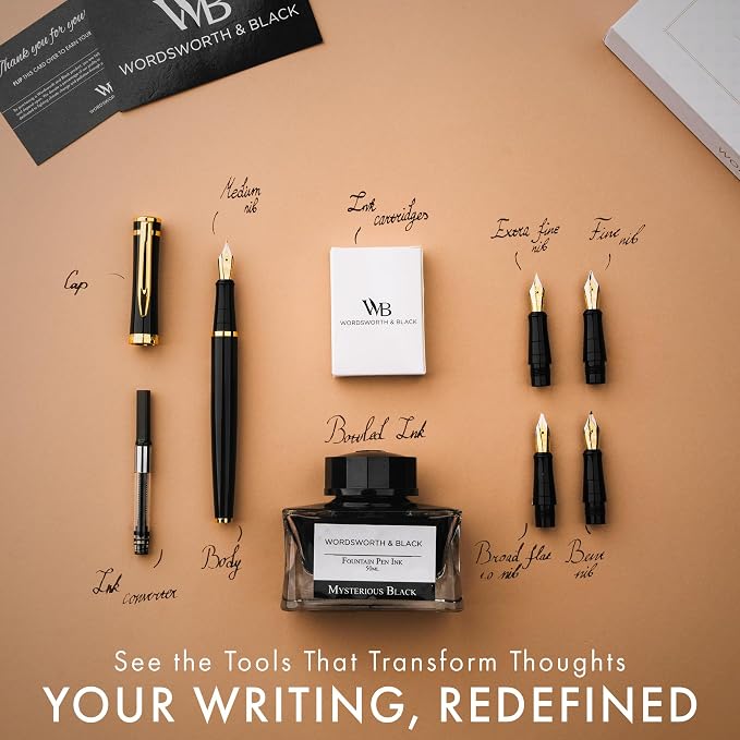Wordsworth & Black Fountain Pen Gift Set, Includes Bottle, 6 Cartridges - Image 4