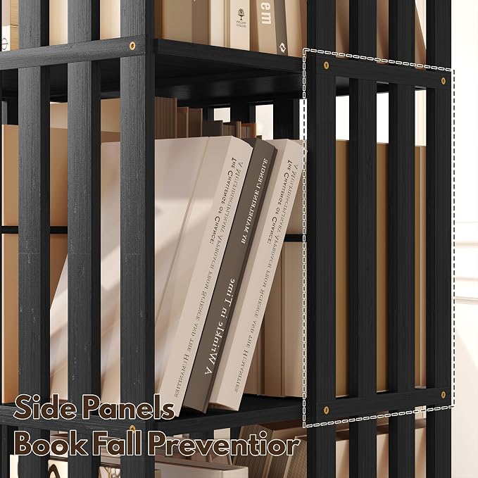 YOWOS Rotating Bookshelf Tower, 360 Display Spinning Bookcase, Bamboo Bookshelf - Image 9