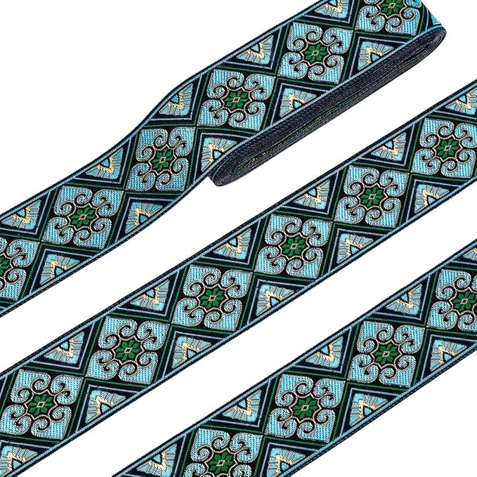 PH PandaHall 7 Yards Jacquard Ribbon Trim 2 Inch Boho Embroidered Woven Lace by PHPandaHall