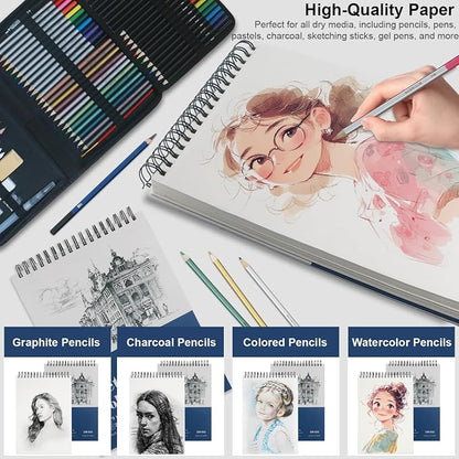 9" x 12" Sketch Book Set, Drawing Paper Pad, Double-Sided Hardcover Sketchbook - Image 6