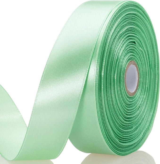 1 Inch Mint Green Solid Satin Ribbon, 50 Yards Craft Fabric Ribbon by YASEO